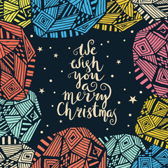 We wish you a merry Christmas - quote on patterned background