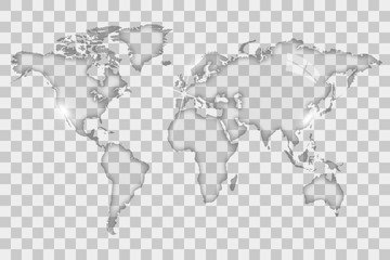 Glass world map illustration isolated on a white background