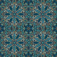 Ornate floral seamless texture, endless pattern with vintage mandala elements.