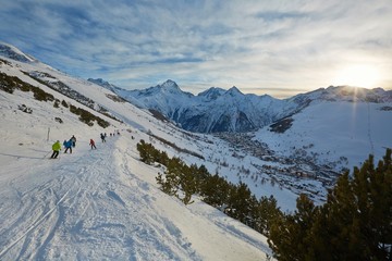 Skiing slopes, majestic Alpine landscape