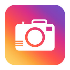 Camera icon on gradient background. Flat vector illustration.