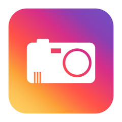 Camera icon on gradient background. Flat vector illustration.