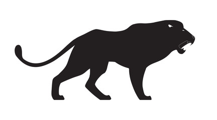 Roaring lion on white background. Vector illustration.