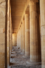 Columns at Temple of Hatshepsut at Deir el-Bahri. Neighborhoods of Valley of the Kings. Luxor. Thebes. Egypt.