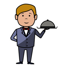 Obraz premium waiter hotel service isolated icon vector illustration design