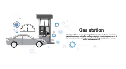 Gas Petrol Station Automobile Service Web Banner Vector Illustration