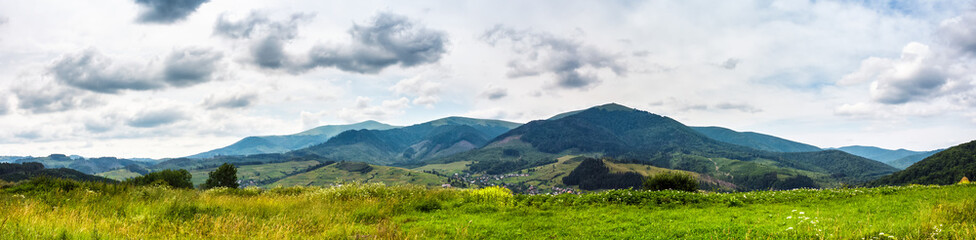 Obraz premium panorama of rural fields in mountains