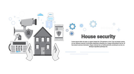 House Security Protection Insurance Web Banner Vector Illustration