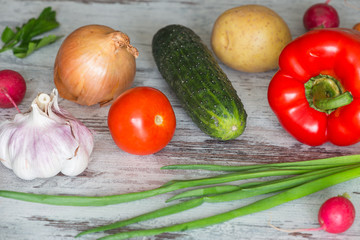 Fresh organic vegetables Healthy Food background.