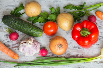 Fresh organic vegetables Healthy Food background.