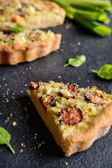 Savory sausage pie with green onion and cheese