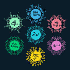 Christmas and New Year card design elements.