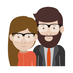 Man and woman cartoon with glasses icon. Couple relationship and love theme. Isolated design. Vector illustration