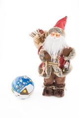 vintage Santa Claus doll and a hand painted christmas ball