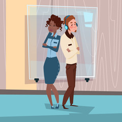 Mix Race Businesspeople Couple African American Business Woman And Businessman Flat Vector Illustration