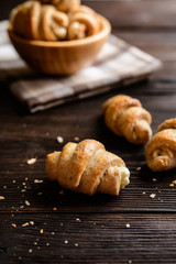 Salty whole meal Croissants stuffed with Feta cheese