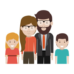 Mother and father with kids cartoon icon. Family relationship avatar and generation theme. Isolated design. Vector illustration