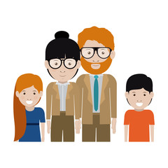 Obraz na płótnie Canvas Mother and father with kids cartoon icon. Family relationship avatar and generation theme. Isolated design. Vector illustration