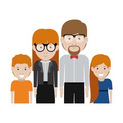 Mother and father with kids cartoon icon. Family relationship avatar and generation theme. Isolated design. Vector illustration