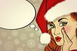 Customizable beautiful retro Christmas card with sexy pin up San