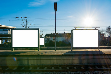 Train Station Billboard Blank White Isolated Clipping Path Outdo