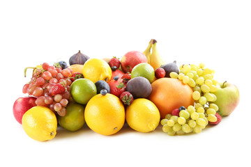 Ripe and tasty fruits isolated on a white