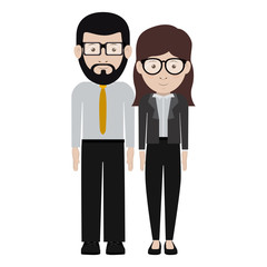Man and woman cartoon with glasses icon. Couple relationship and love theme. Isolated design. Vector illustration