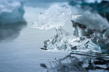 Blue icebergs closeup