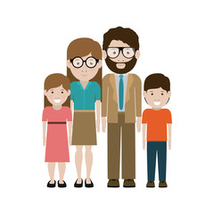 Mother and father with kids cartoon icon. Family relationship avatar and generation theme. Isolated design. Vector illustration