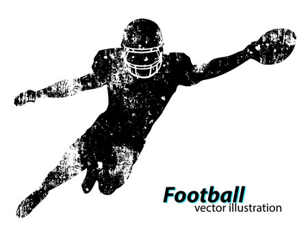 silhouette of a football player. Rugby. American footballer