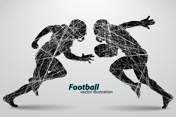 silhouette of a football player. Rugby. American footballer