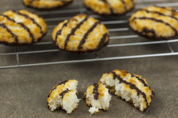 Broken chocolate dipped coconut macaroon