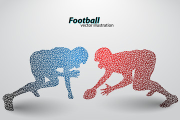 Silhouette of a football player from triangle. Rugby. American footballer