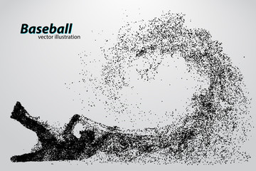 Fototapeta na wymiar silhouette of a baseball player from particle.
