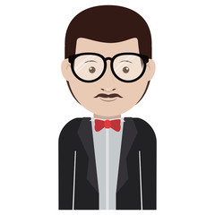 Man with glasses icon. Male avatar person people and human theme. Isolated design. Vector illustration