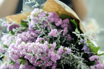Statice flower boutique with soft focus.