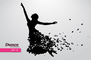 Obraz premium Silhouette of a dancing girl. Dancer woman.