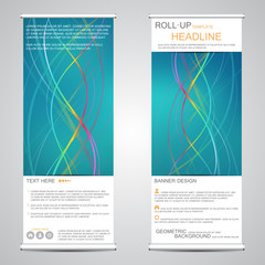 Roll up, vertical banner for presentation and publication. Abstract background.