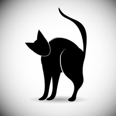 Black Silhouette Cat Animal Pet Web Icon Flat Vector Illustration