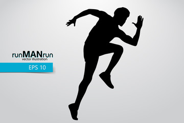 Silhouette of a running man.