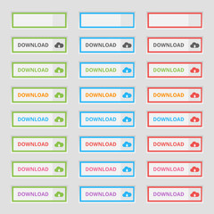 Set of colored Download Buttons. Web elements. Vector.