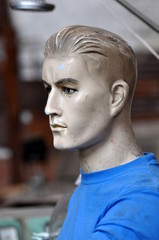 mannequin male with blue t shirt