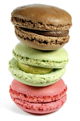 colorful macarons isolated on white background