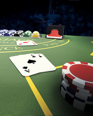 blackjack casino table - obrazy, fototapety, plakaty