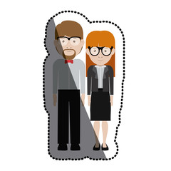 Man and woman cartoon with glasses icon. Couple relationship and love theme. Isolated design. Vector illustration