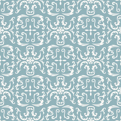 Damask seamless classic pattern. Vintage Baroque delicate background. Classic damask ornament for wallpapers, textile, fabric, wrapping, wedding invitation. Exquisite floral baroque template.