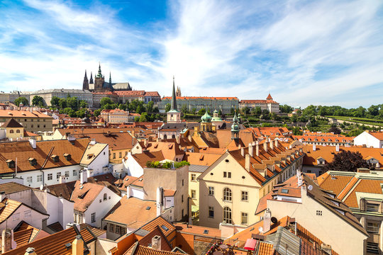 Panoramic aerial view of Prague