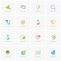 Total logo set 4 - real property, science, love, business, beauty, nature and ecology flat icons.