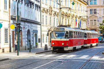 Fototapeta na wymiar Old tram in Prague