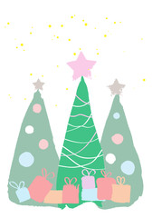 Hand drawn Christmas holiday gift tag, hand drawing, decoration elements. Vector.